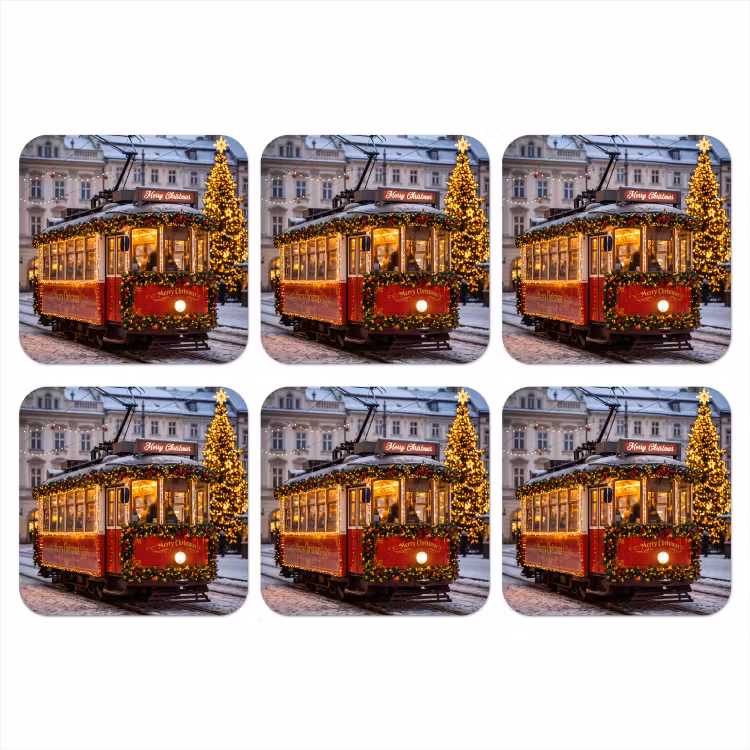 Onderzetter​ - Tram - Kerst - Sneeuw