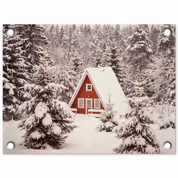 Tuinposter - Huis - Winter - Sneeuw
