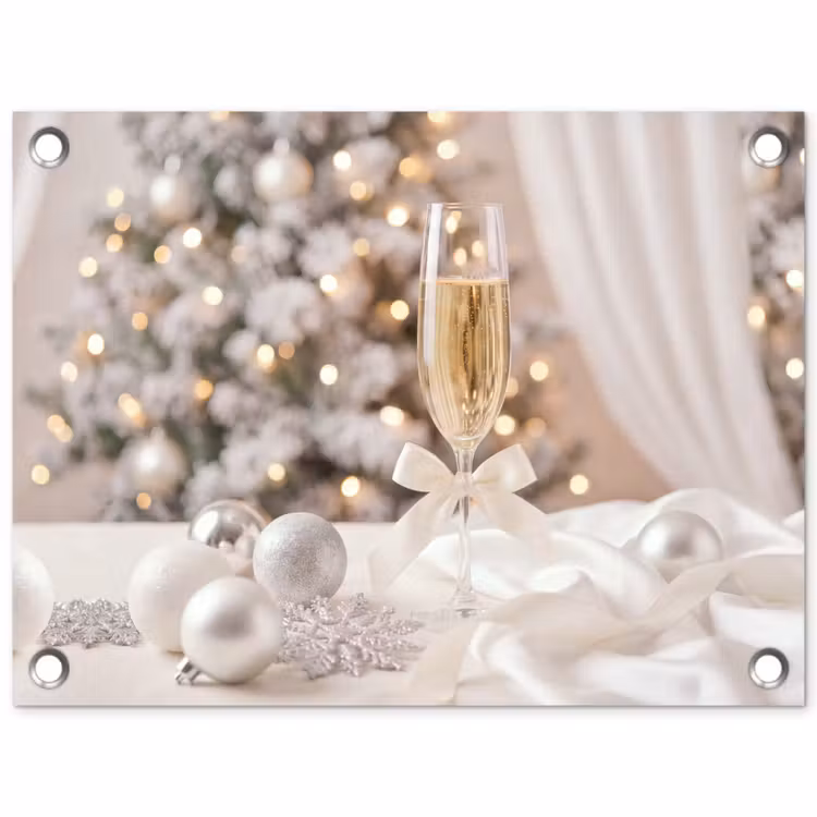 Tuinposter - Champagneglas - Kerst - Feest