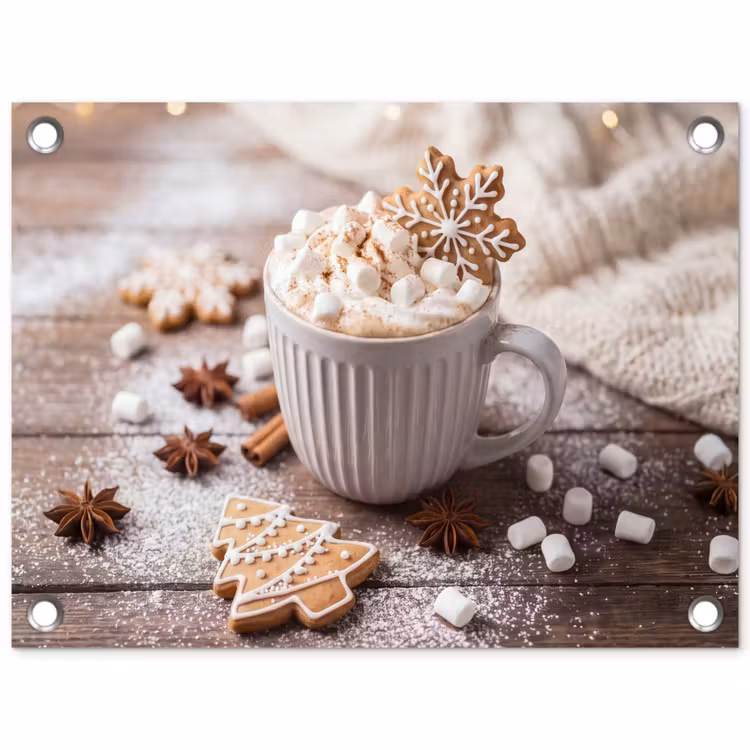 Tuinposter - Drank - Marshmallows - Kerst