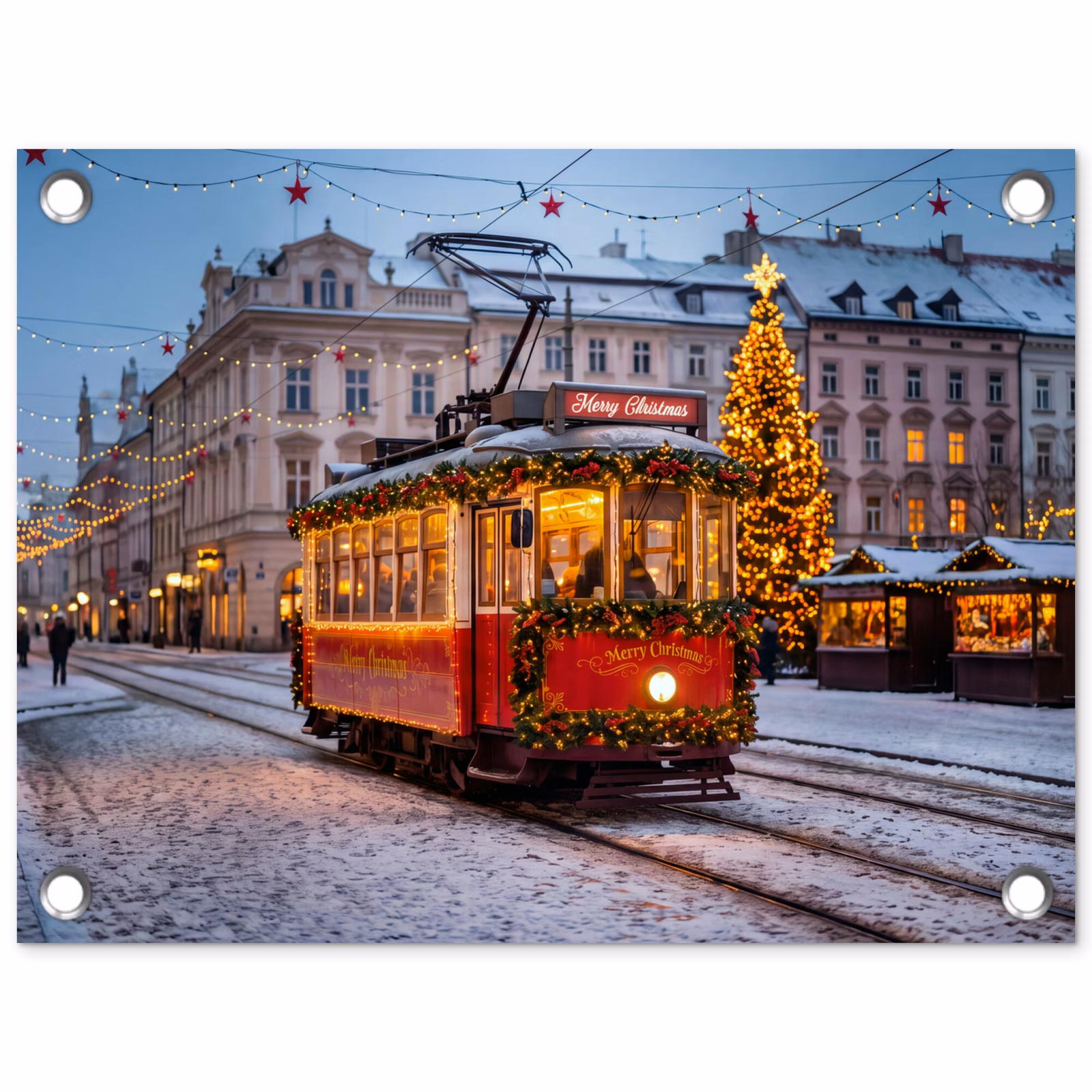 Tuinposter - Tram - Kerst - Sneeuw — 1