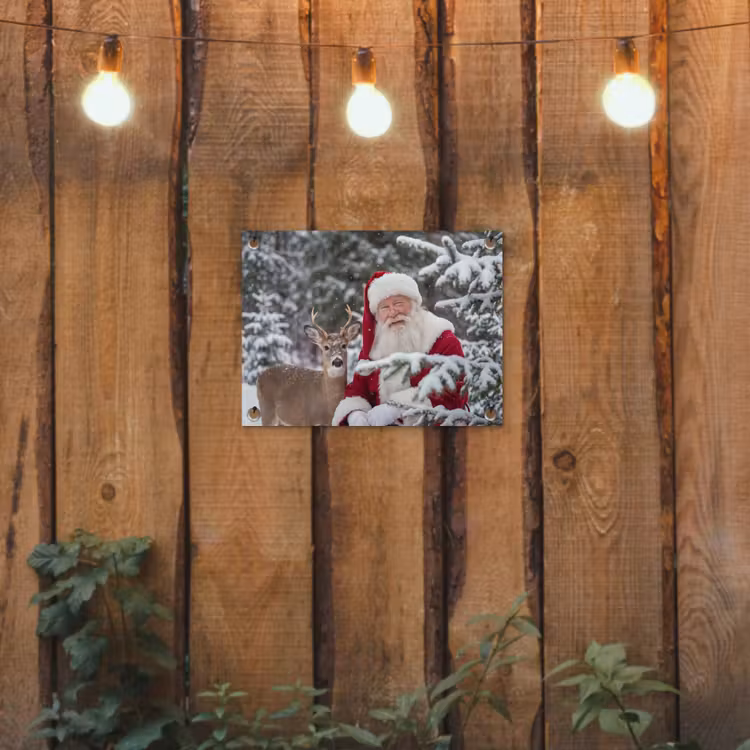 Tuinposter - Kerstman - Hert - Sneeuw — 2