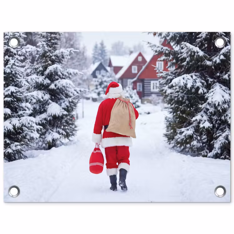 Tuinposter - Kerstman - Sneeuw - Winter