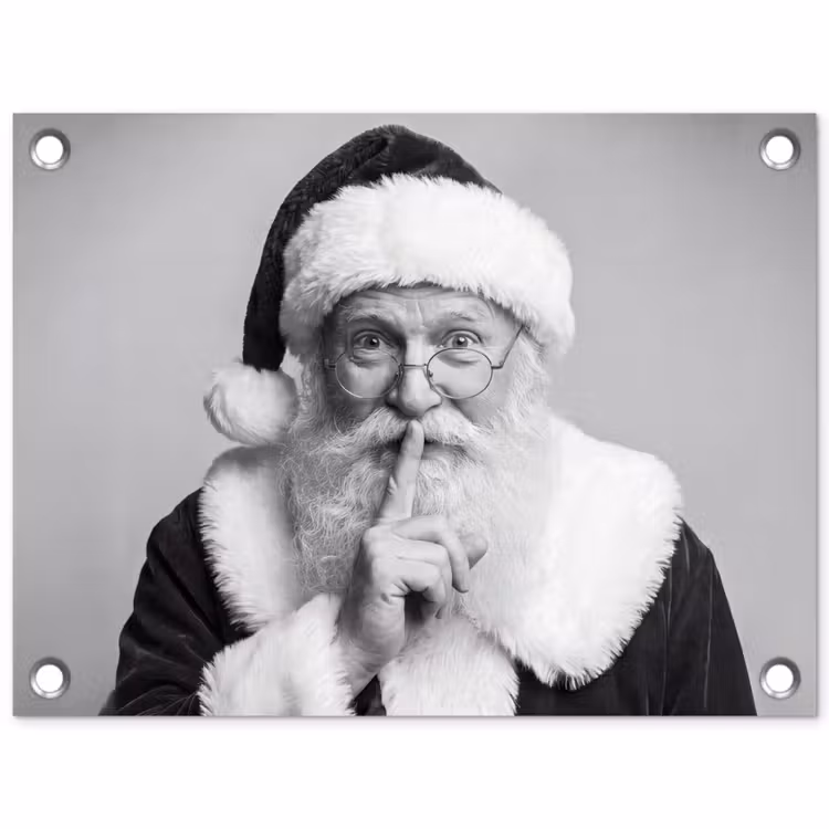 Tuinposter - Kerstman - Zwart-wit - Kerst — 1