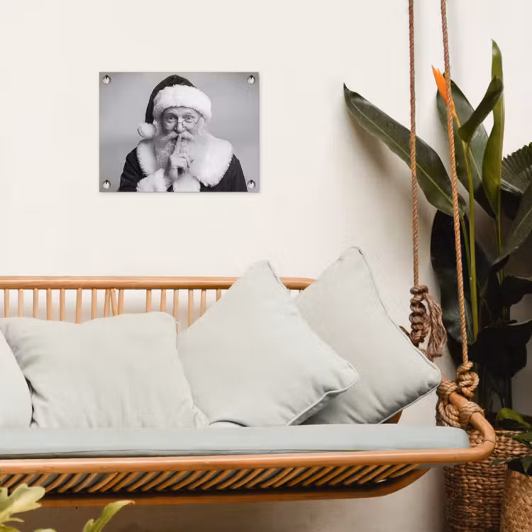 Tuinposter - Kerstman - Zwart-wit - Kerst — 5
