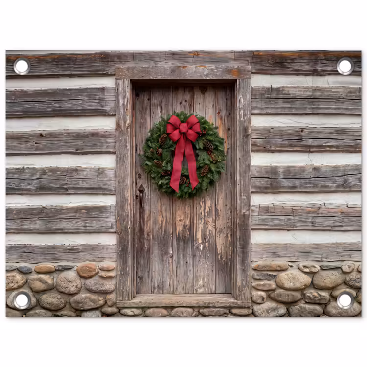 Tuinposter - Krâns - Deur - Kerst
