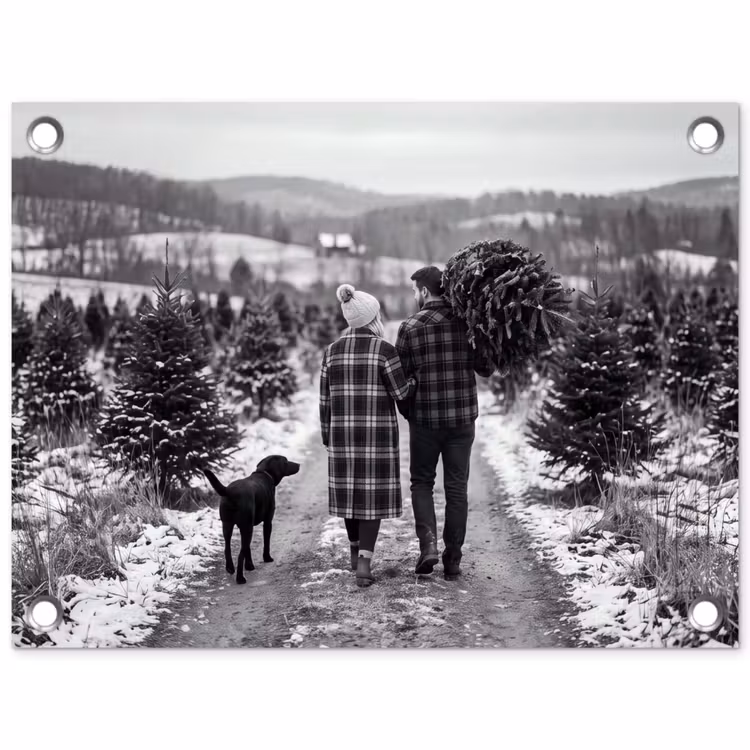 Tuinposter - Mensen - Kerstboom - Winter