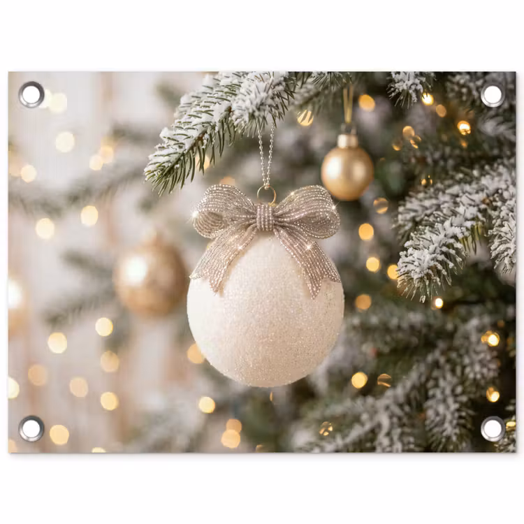 Tuinposter - Kerstbal - Wit - Kerst — 1