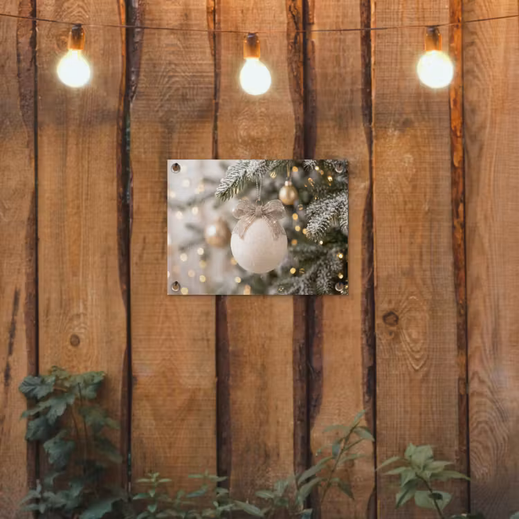 Tuinposter - Kerstbal - Wit - Kerst — 2