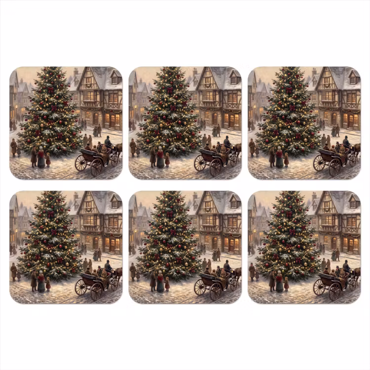 Onderzetter​ - Kerstboom - Sneeuw - Stad — 1