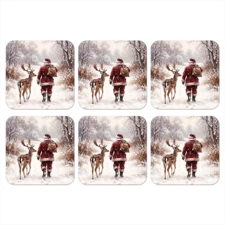 Onderzetter - Kerstman - Winter - Natuur — 1