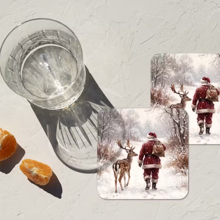 Onderzetter - Kerstman - Winter - Natuur — 2