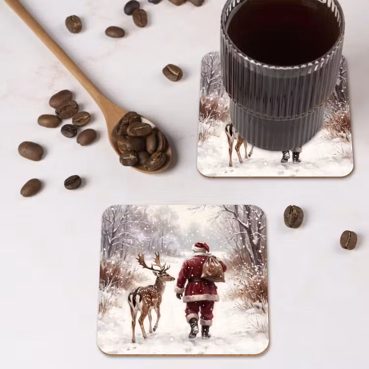 Onderzetter - Kerstman - Winter - Natuur — 4