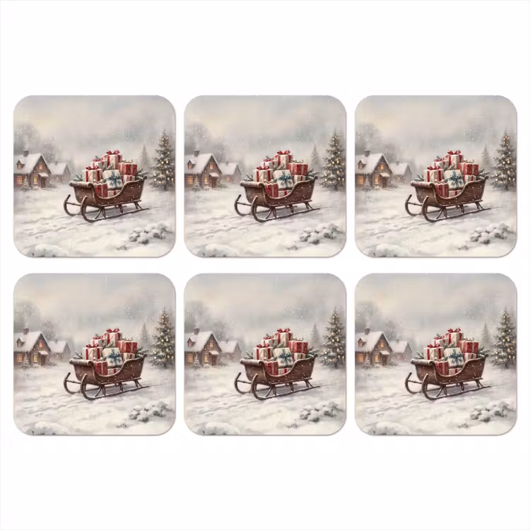 Onderzetter​ - Slede - Cadeaus - Kerst