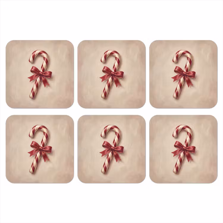 Onderzetter​ - Pepermuntstok - Kerst - Rood
