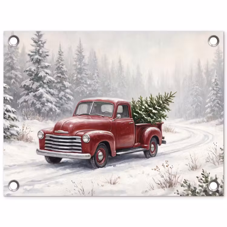 Tuinposter - Auto - Besneeuwd - Bos