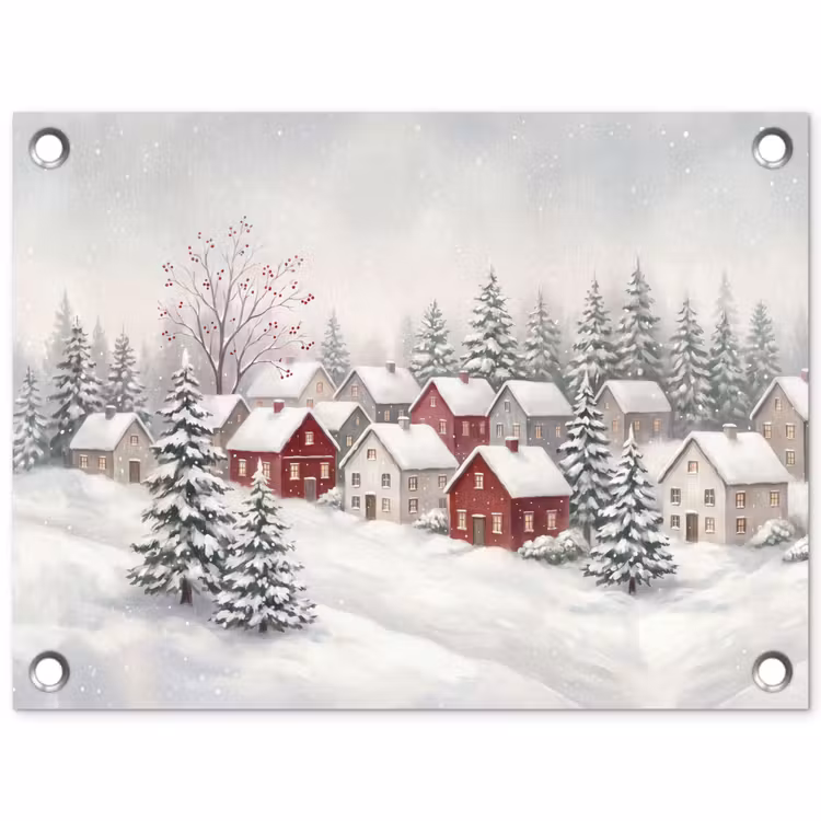 Tuinposter - Huizen - Sneeuw - Winter