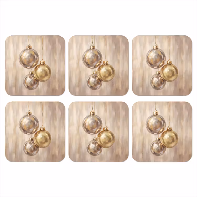 Onderzetter - Kerstbal Goud Zilver — 1