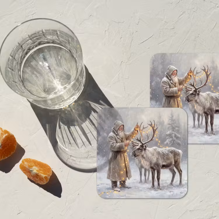 Onderzetter - Kerstman - Hert - Winter — 2