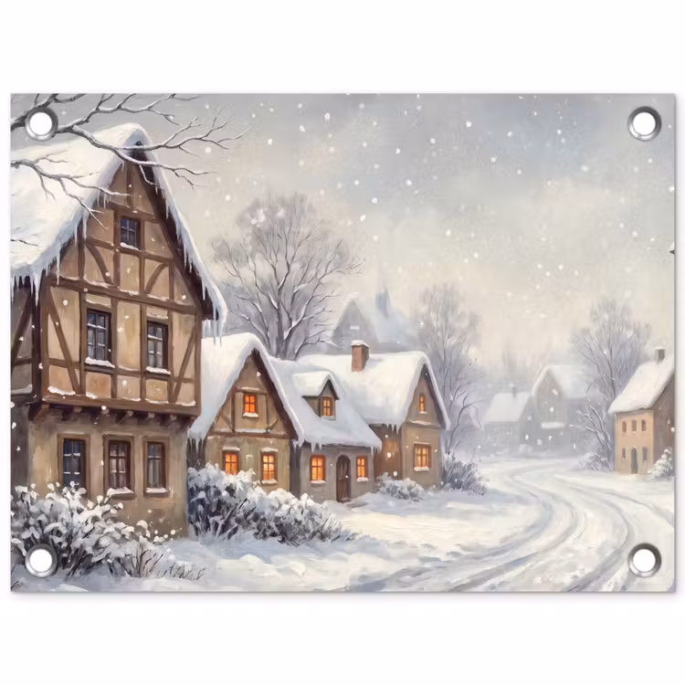 Tuinposter - Dorp - Sneeuw - Winter
