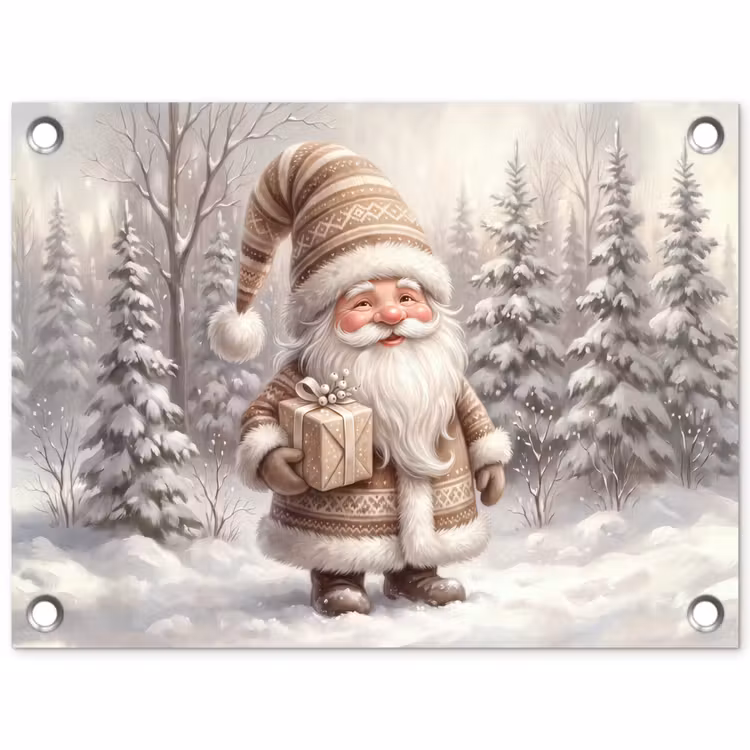 Tuinposter - Kerstman - Geschenk - Winter