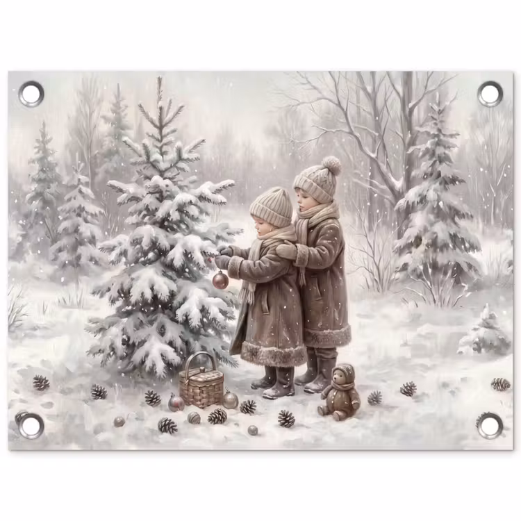 Tuinposter - Kinderen - Kerst - Winter