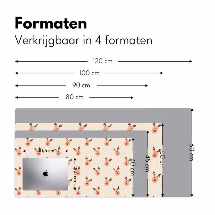 Bureau onderlegger - Rendieren - Kerst - Crème — 8