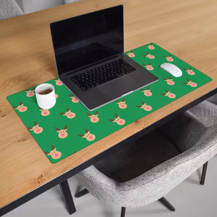 Bureau onderlegger - Rendieren - Kerst - Neon - Groen — 3