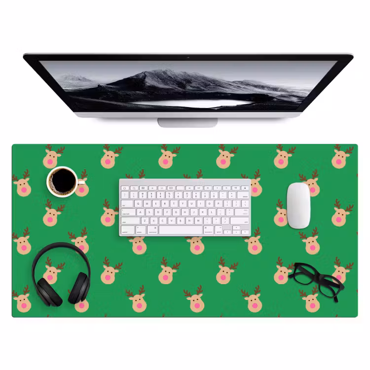Bureau onderlegger - Rendieren - Kerst - Neon - Groen — 4