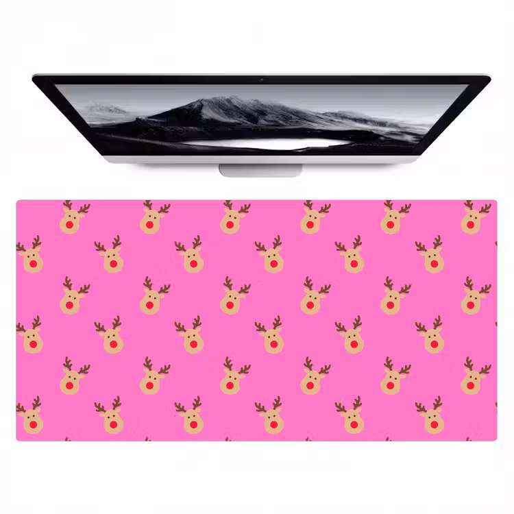 Bureau onderlegger - Rendieren - Kerst - Neon - Roze
