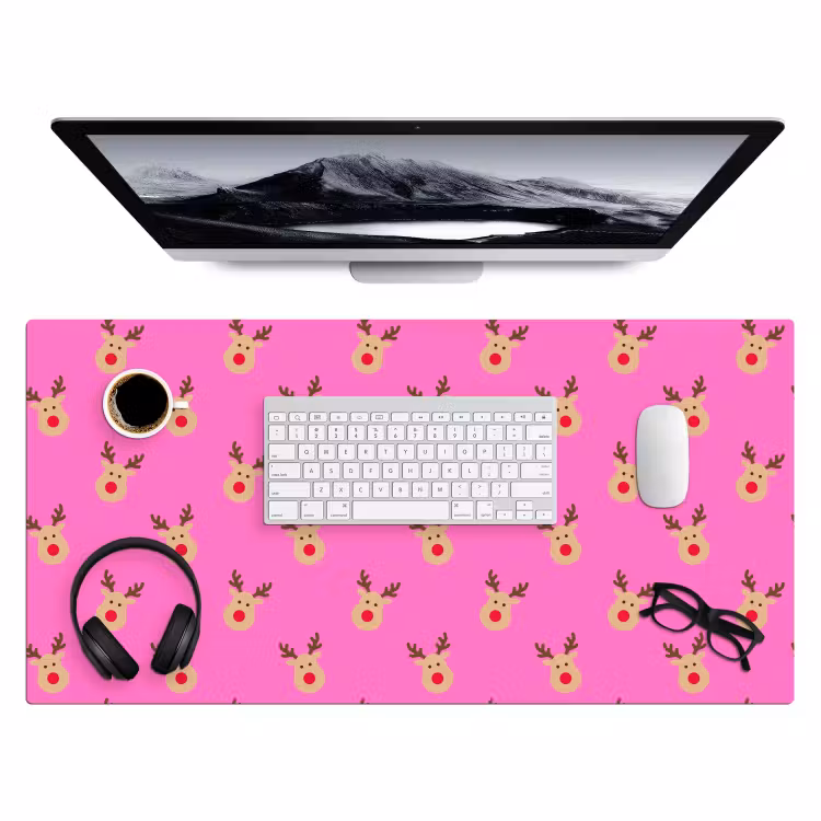 Bureau onderlegger - Rendieren - Kerst - Neon - Roze — 4