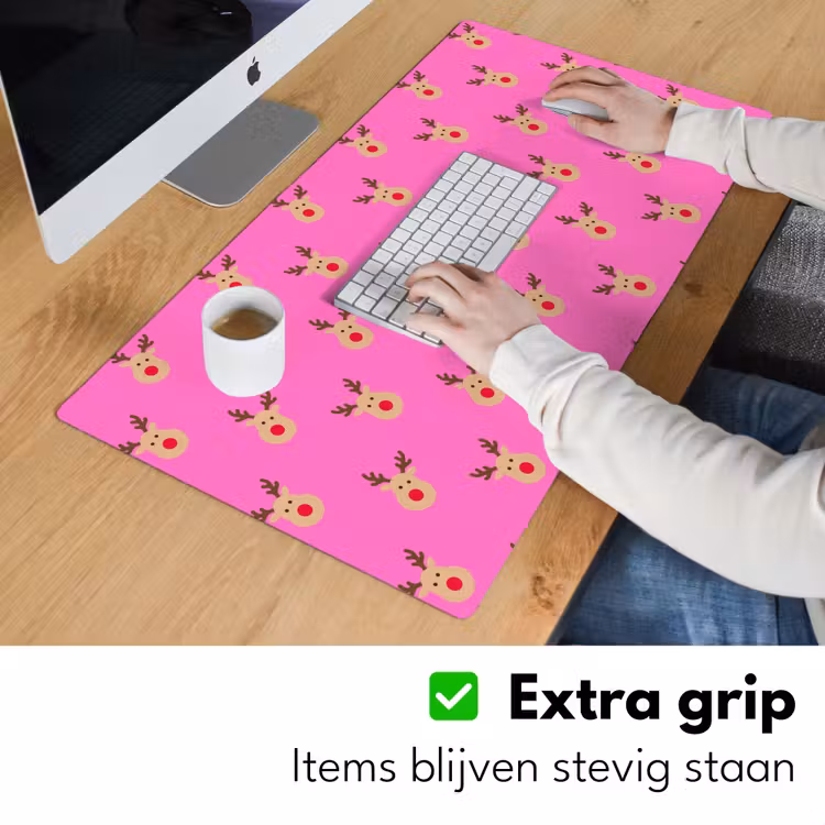 Bureau onderlegger - Rendieren - Kerst - Neon - Roze — 6