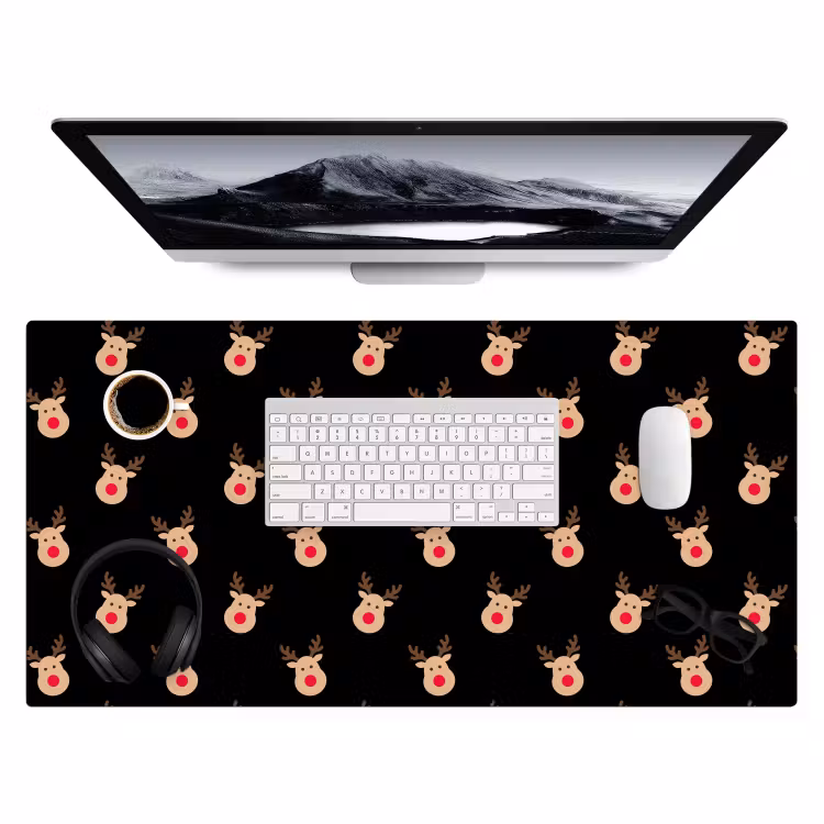 Bureau onderlegger - Rendieren - Kerst - Zwart — 4