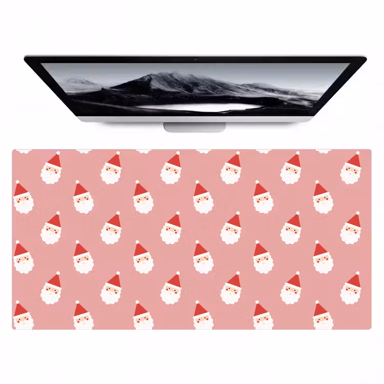 Bureau onderlegger - Kerst - Kerstman - Roze