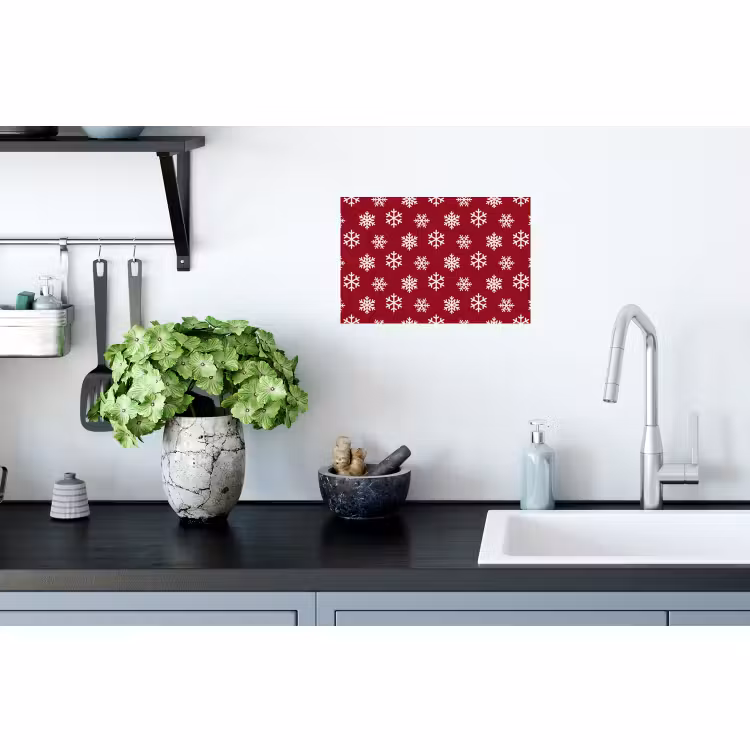 Muursticker - Sneeuwvlok - Rood - Wit - Kerst — 2