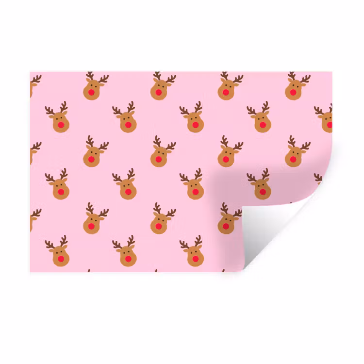 Muursticker - Rendieren - Kerst - Roze - Rood — 1