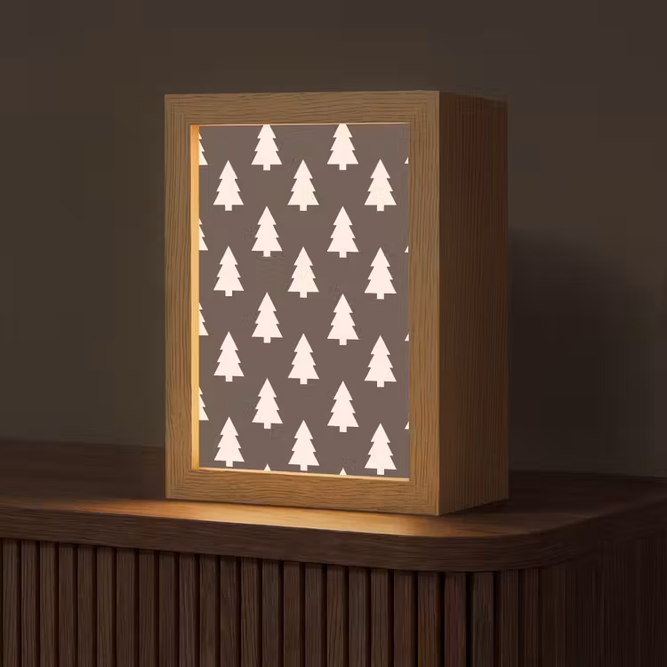Gepersonaliseerde Lightbox - Kerstboom - Grijs - Crème — 1