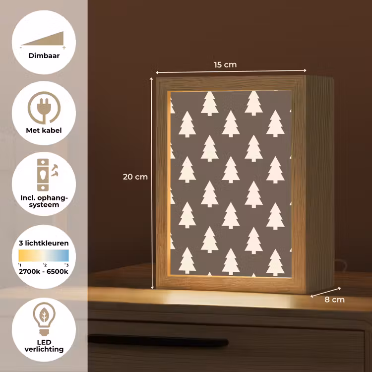 Gepersonaliseerde Lightbox - Kerstboom - Grijs - Crème — 7
