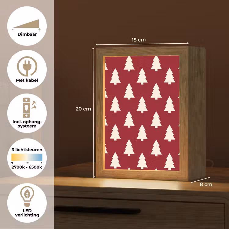 Gepersonaliseerde Lightbox - Kerstboom - Rood - Wit — 7