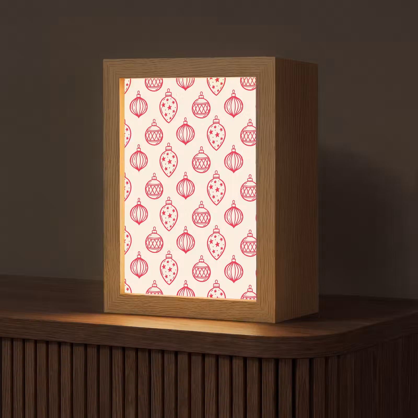 Gepersonaliseerde Lightbox - Kerstbal - Crème - Rood — 1
