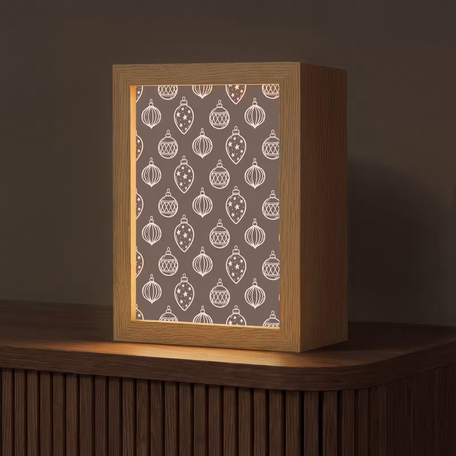 Gepersonaliseerde Lightbox - Kerstbal - Grijs - Crème — 1