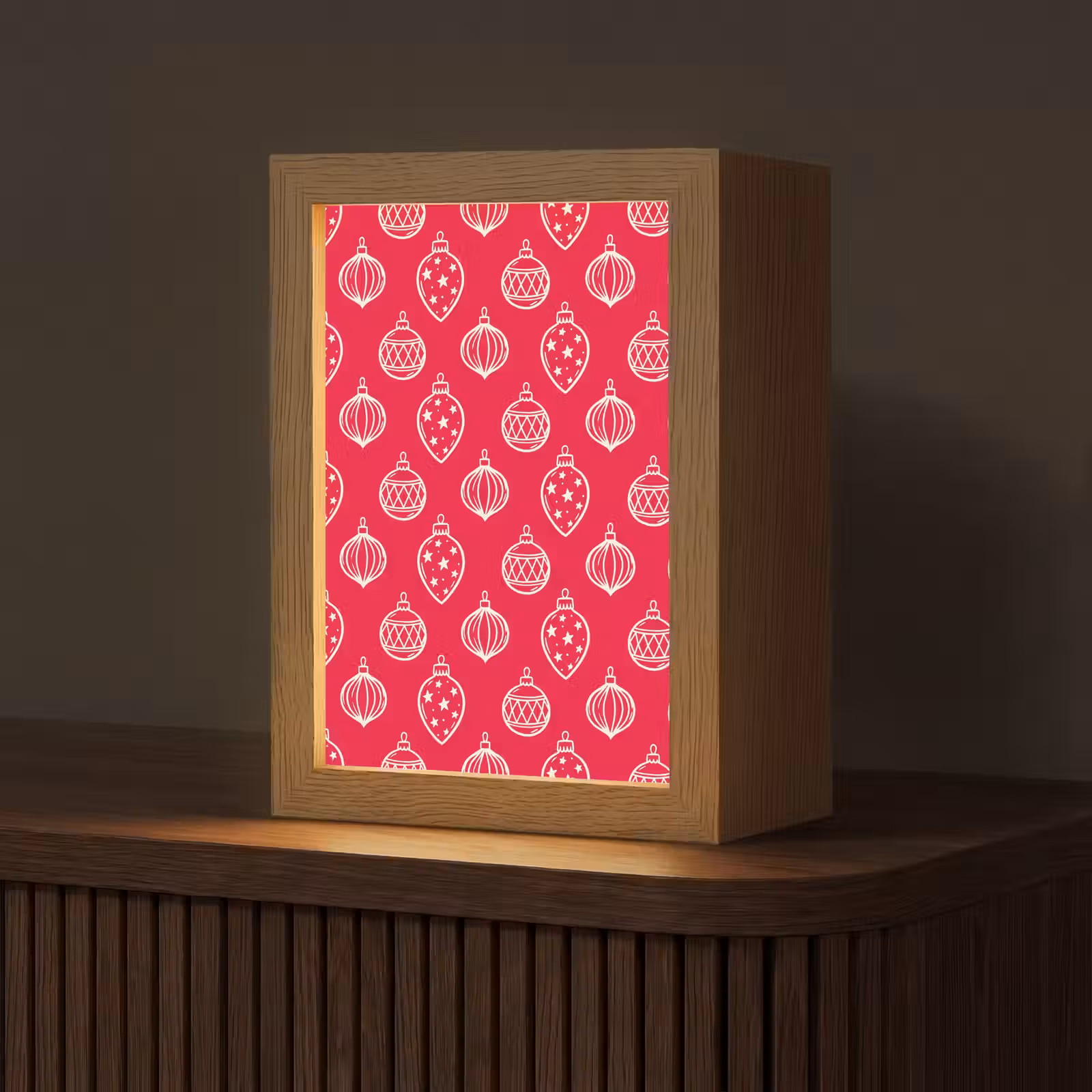 Gepersonaliseerde Lightbox - Kerstbal - Rood - Wit — 1