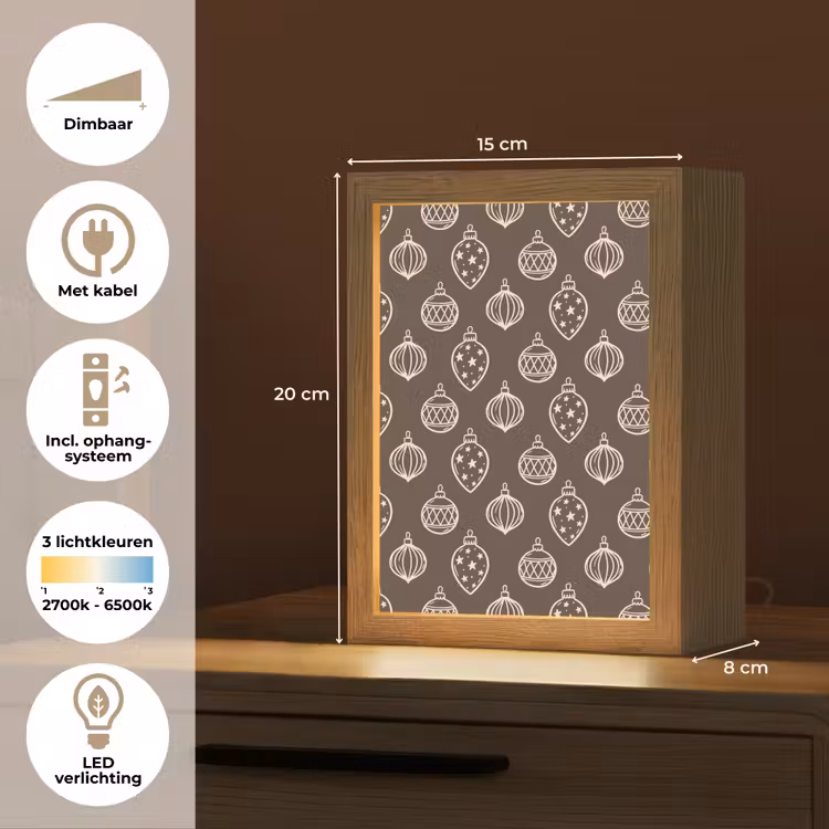 Gepersonaliseerde Lightbox - Kerstbal - Grijs - Crème — 7
