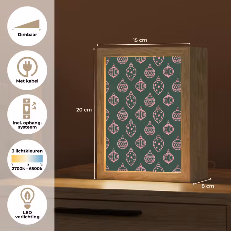 Gepersonaliseerde Lightbox - Kerstbal - Roze - Groen — 7