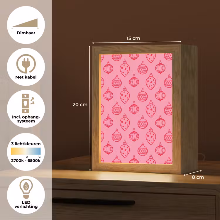 Gepersonaliseerde Lightbox - Kerstbal - Roze - Rood — 7