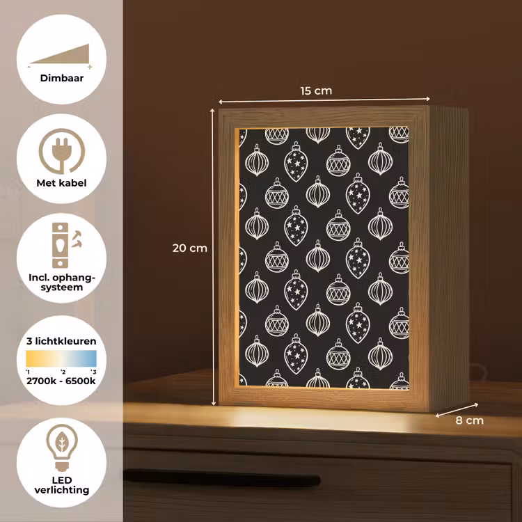 Gepersonaliseerde Lightbox - Kerstbal - Wit - Zwart — 7