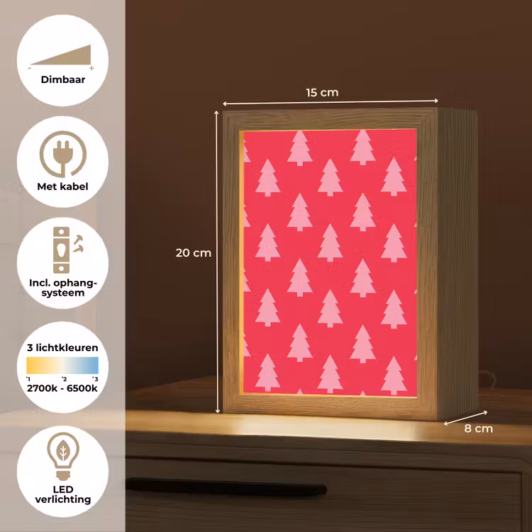 Gepersonaliseerde Lightbox - Kerstboom - Roze - Rood — 7