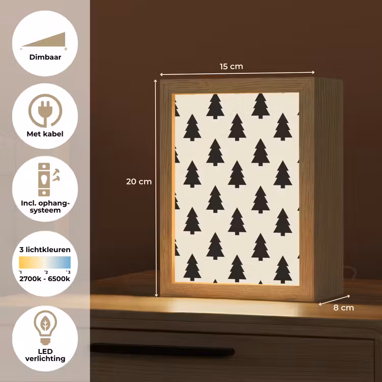 Gepersonaliseerde Lightbox - Kerstboom - Wit - Zwart — 7