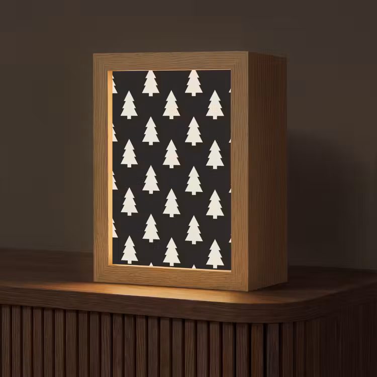 Gepersonaliseerde Lightbox - Kerstboom - Zwart - Wit — 1