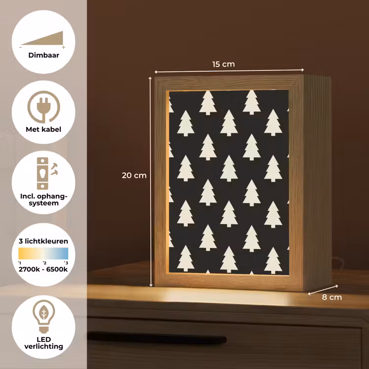 Gepersonaliseerde Lightbox - Kerstboom - Zwart - Wit — 7
